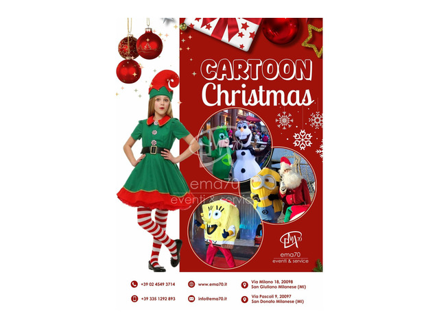 NATALE CARTOON ANIMAZIONE ITINERANTE DI NATALE PER LE VIE DELLA TUA CITTA’