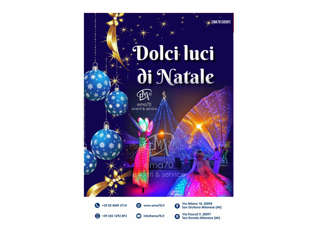 BIANCHE MONGOLFIERE DI NATALE - ANIMAZIONE ITINERANTE COSTUMI SCENICI LUMINOSI