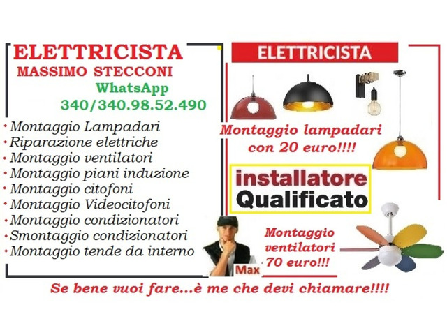 Elettricista lampadari servizio montaggio Roma