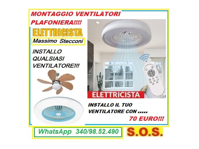 Montaggio ventilatore a soffitto e plafoniere ventilatore